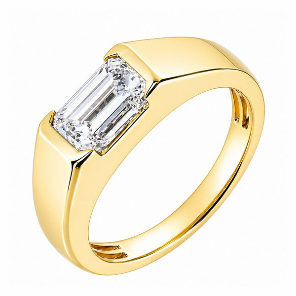 Lab grown 18ct yellow gold 2.08ct D VVS2 IGI emerald cut ring