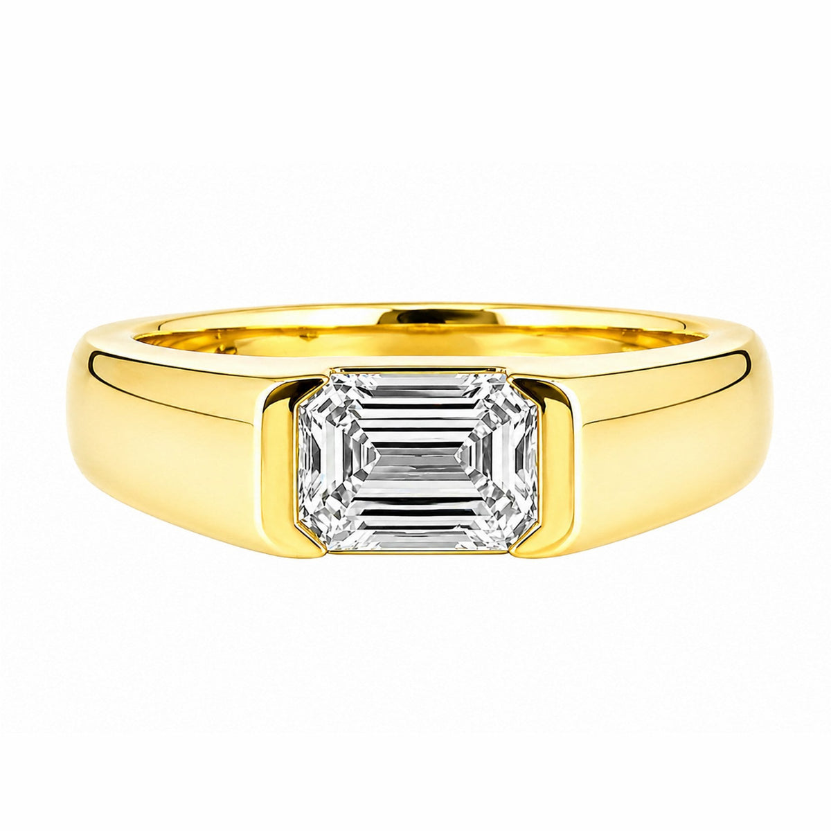 Lab grown 18ct yellow gold 2.08ct D VVS2 IGI emerald cut ring