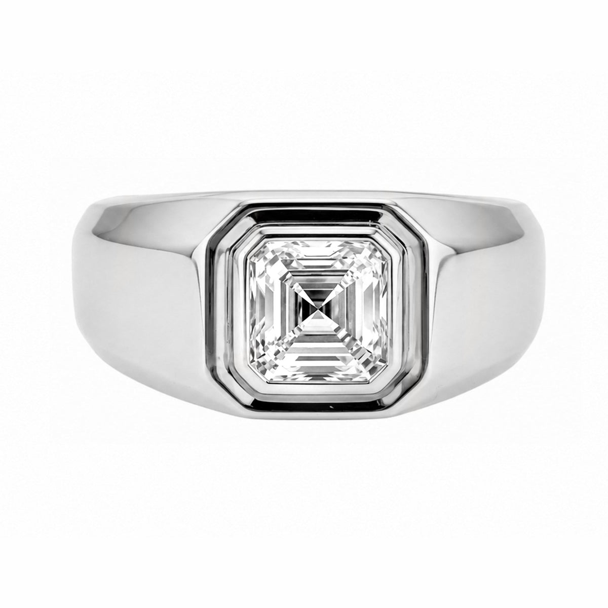Lab grown platinum 2.01ct D VVS2 IGI asscher cut ring