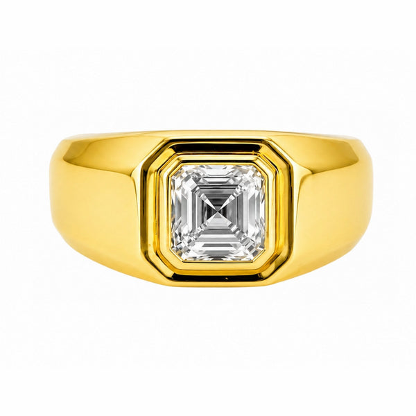 Lab grown 18ct yellow gold 2.05ct D VVS2 IGI asscher cut ring