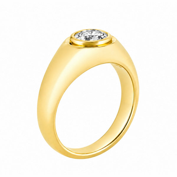 Lab grown 18ct yellow gold 1.05ct D VVS2 IGI round cut ring