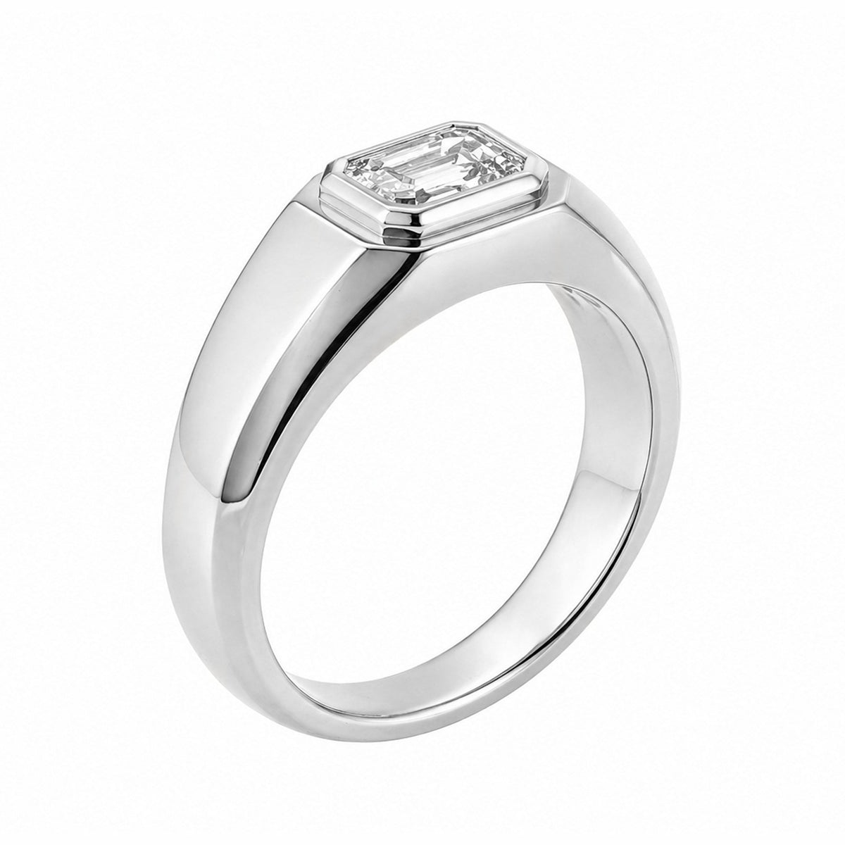 Lab grown platinum 1.08ct D VVS2 IGI emerald cut ring