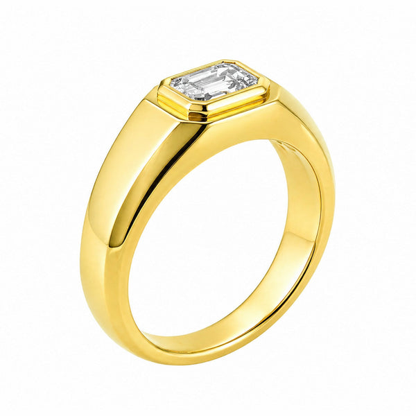 Lab grown 18ct yellow gold 1.09ct D VVS2 IGI emerald cut ring