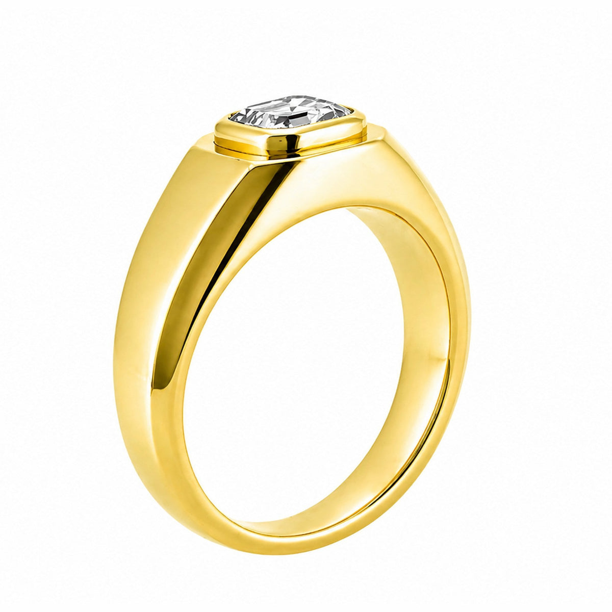 Lab grown 18ct yellow gold 1.09ct D VVS2 IGI asscher cut ring
