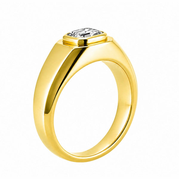 Lab grown 18ct yellow gold 1.09ct D VVS2 IGI asscher cut ring