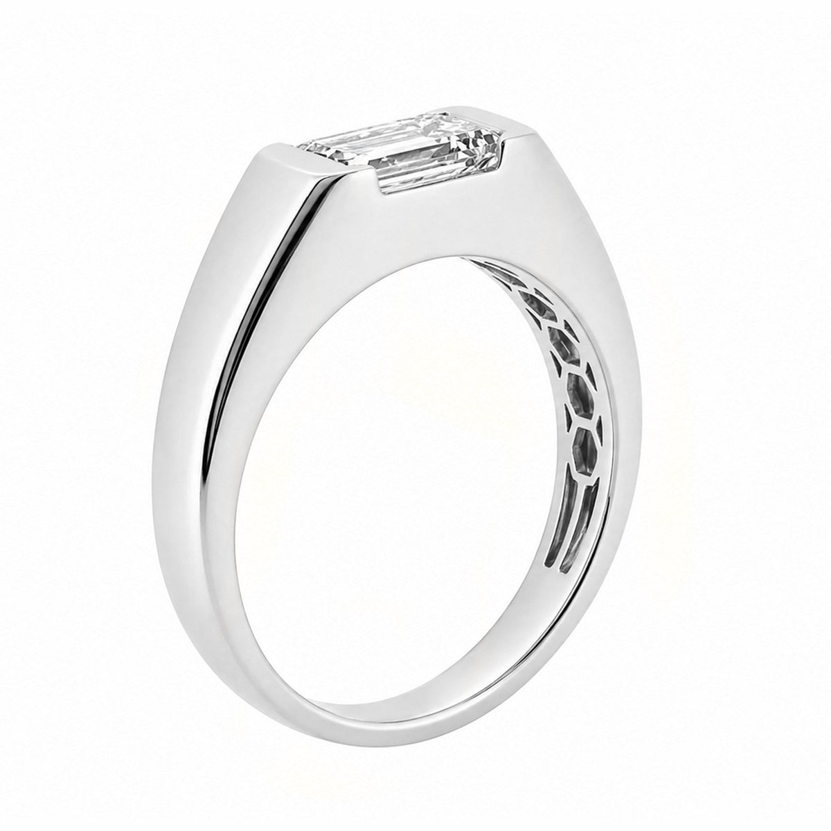 Lab grown platinum 2.07ct D VVS2 IGI emerald cut ring