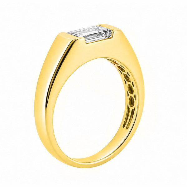 Lab grown 18ct yellow gold 2.08ct D VVS2 IGI emerald cut ring