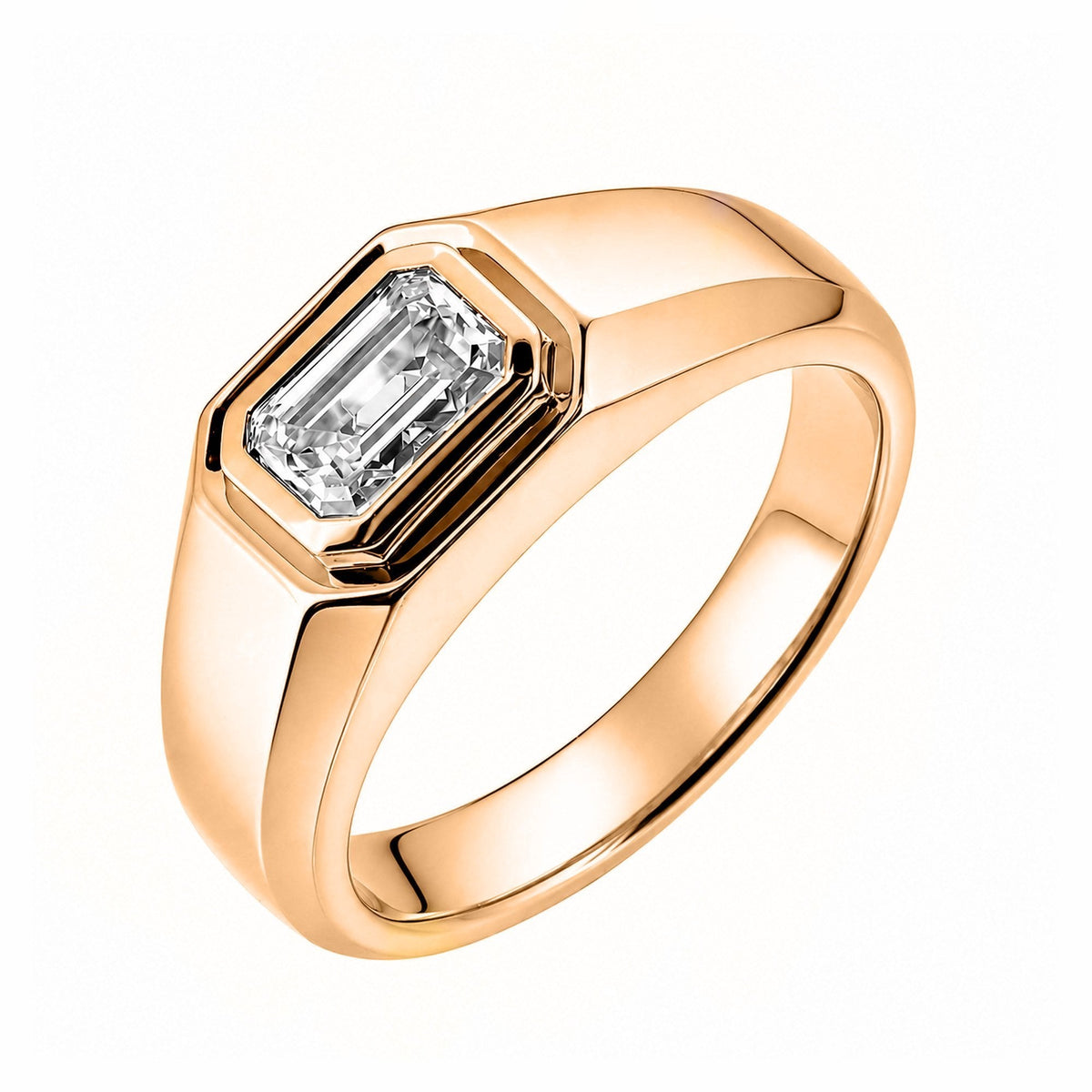 Lab grown 18ct rose gold 1.00ct D VVS2 IGI emerald cut ring