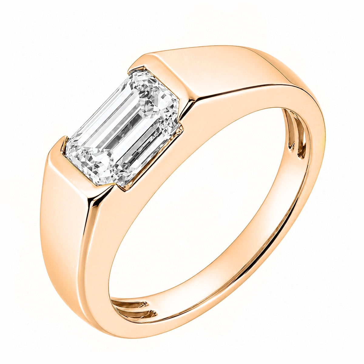 Lab grown 18ct rose gold 2.00ct D VVS2 IGI emerald cut ring