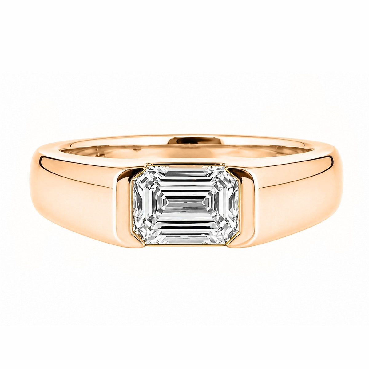 Lab grown 18ct rose gold 2.00ct D VVS2 IGI emerald cut ring