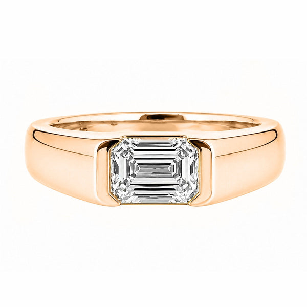 Lab grown 18ct rose gold 2.00ct D VVS2 IGI emerald cut ring