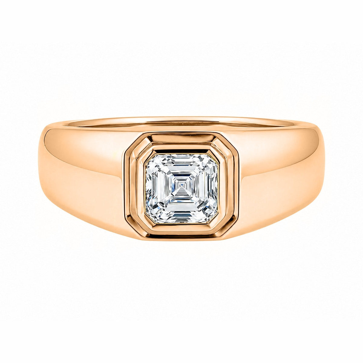 Lab grown 18ct rose gold 1.00ct D VVS2 IGI asscher diamond ring
