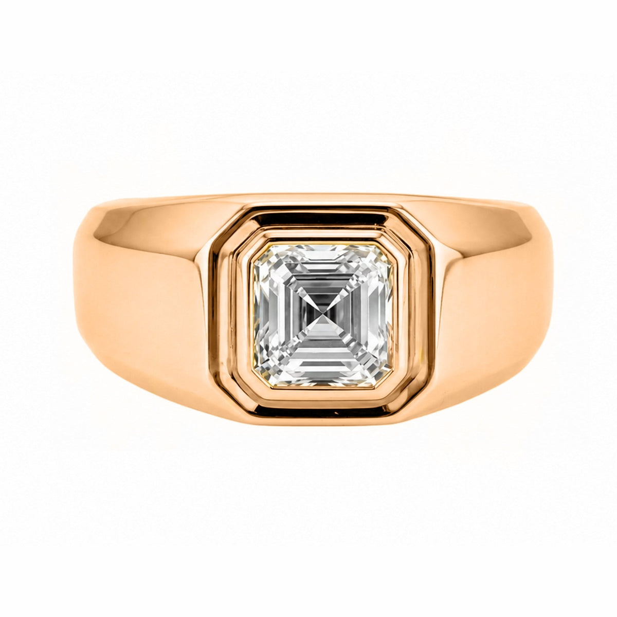 Lab grown 18ct rose gold 2.00ct D VVS2 IGI asscher diamond ring