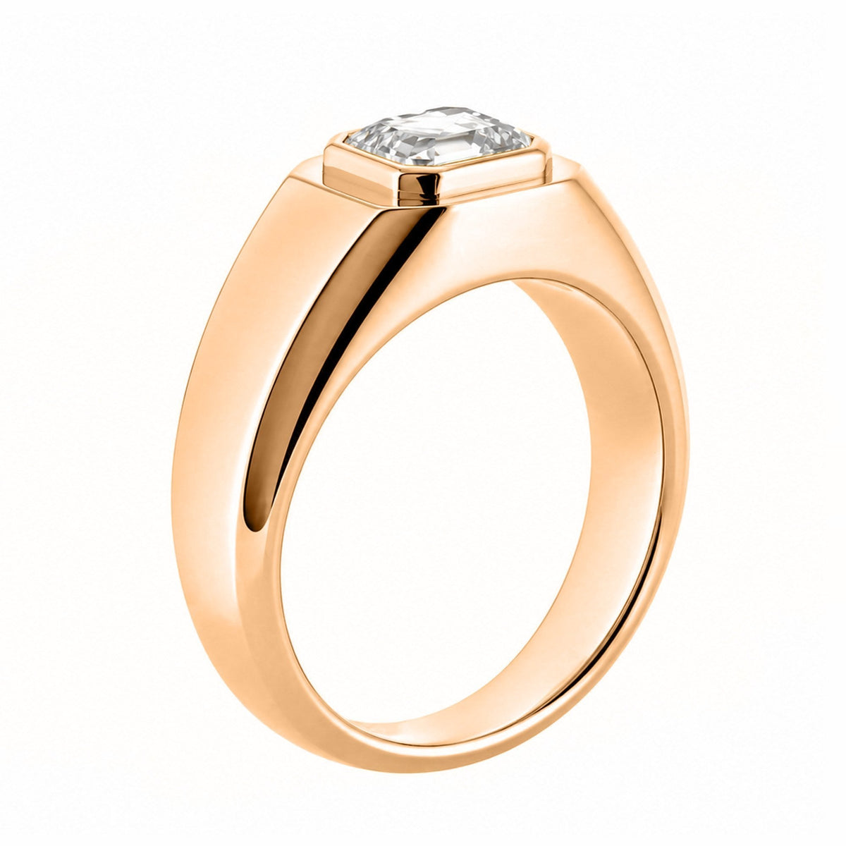 Lab grown 18ct rose gold 2.00ct D VVS2 IGI asscher diamond ring