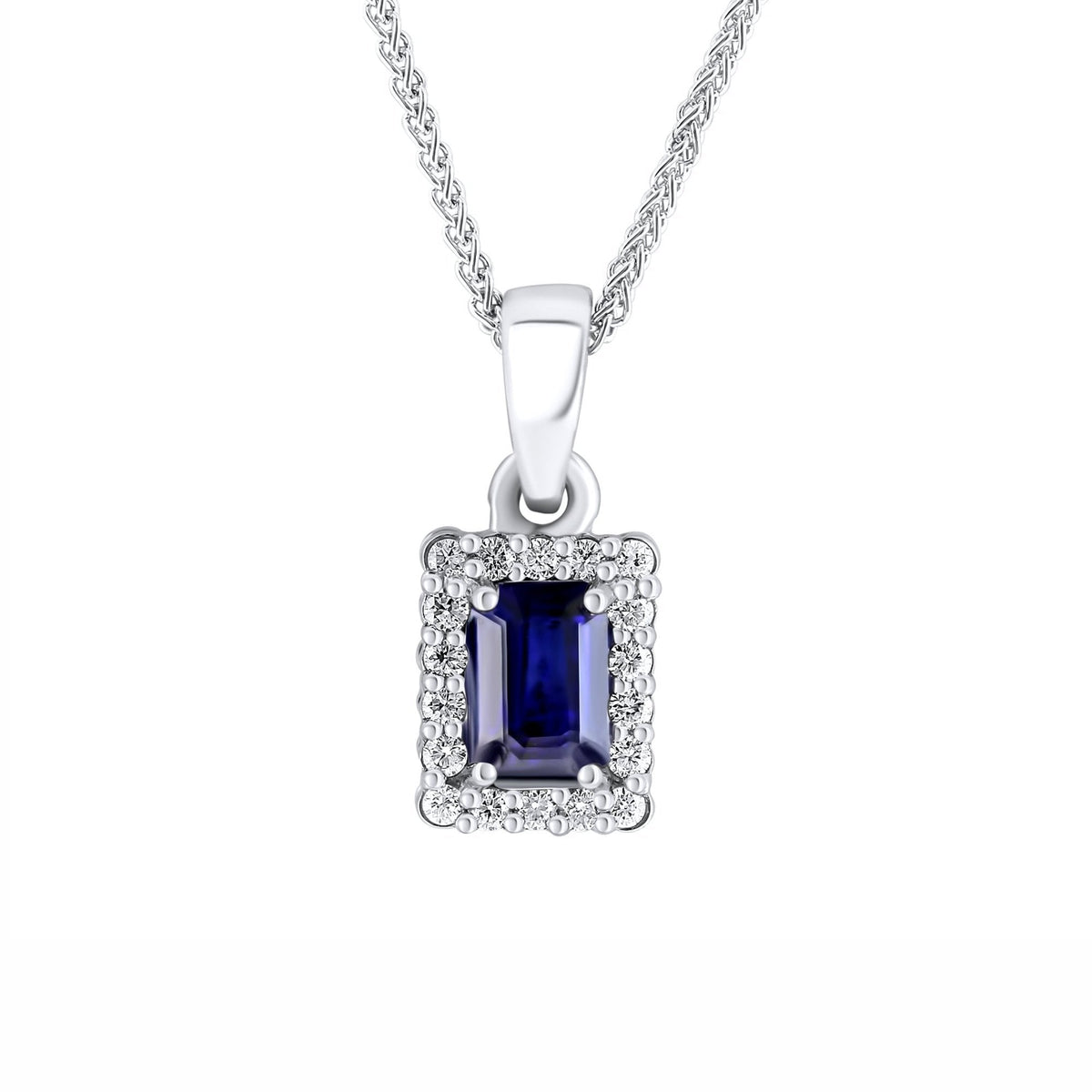 Platinum 0.86ct sapphire & 0.16ct diamond pendant