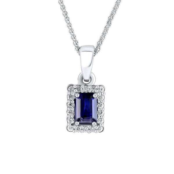 Platinum 0.86ct sapphire & 0.16ct diamond pendant