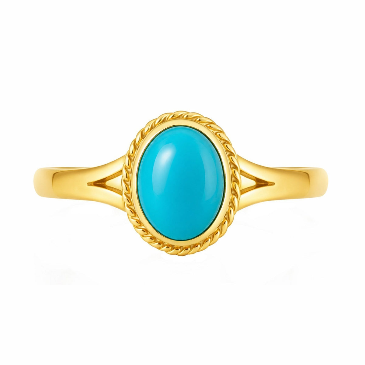 9ct yellow gold 9mm x 7mm oval turquoise ring