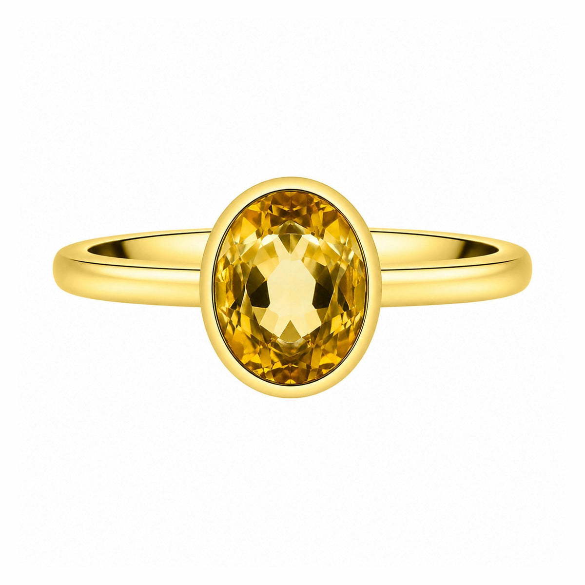 9ct yellow gold 9mm x 7mm oval citrine ring