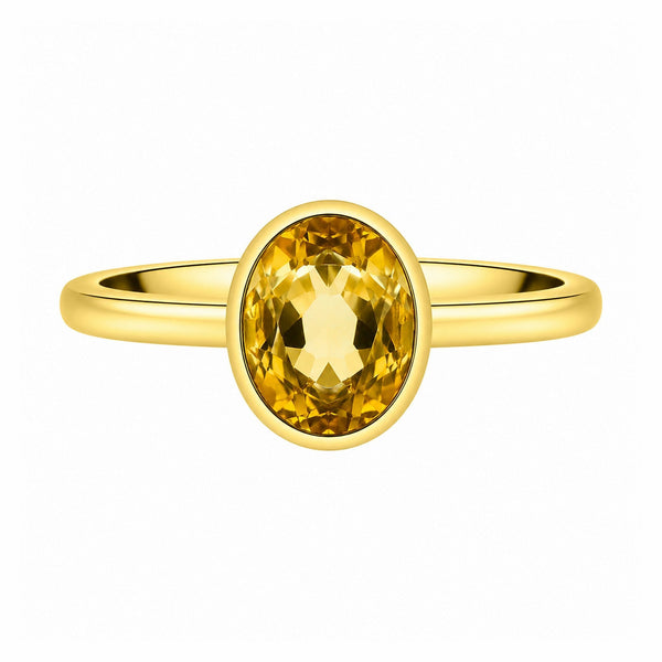 9ct yellow gold 9mm x 7mm oval citrine ring