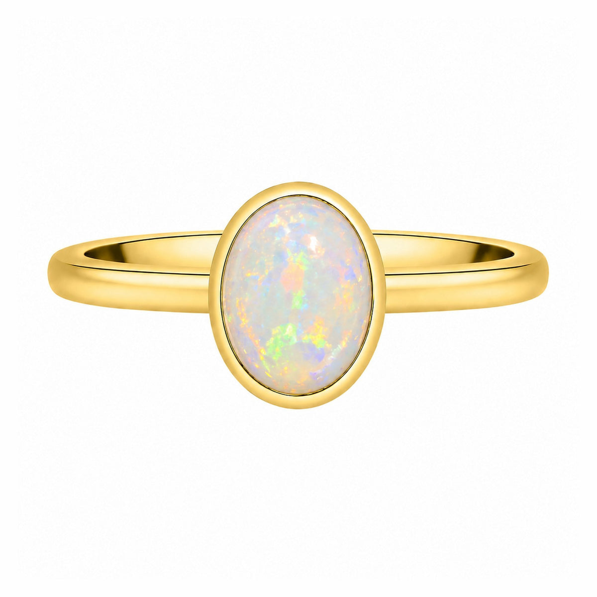 9ct yellow gold 9mm x 7mm oval natural opal ring
