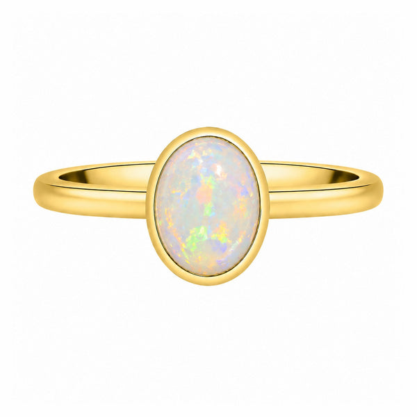 9ct yellow gold 9mm x 7mm oval natural opal ring