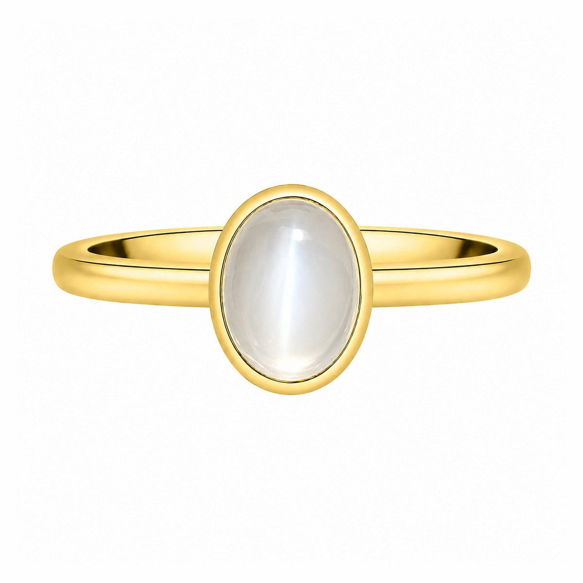 9ct yellow gold 9mm x 7mm oval moonstone ring