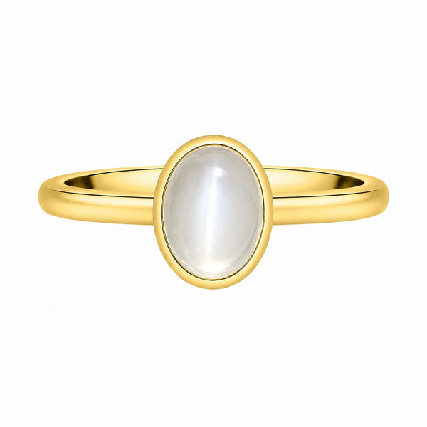 9ct yellow gold 9mm x 7mm oval moonstone ring
