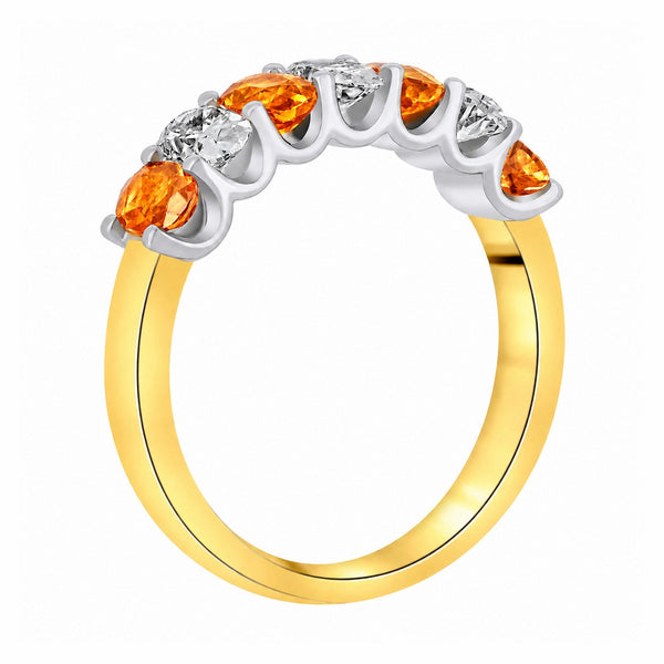 18ct yellow gold 1.00ct orange sapphire & 0.75ct diamond ring