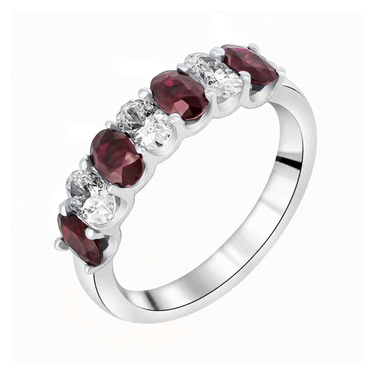 Platinum 1.11ct ruby & 0.75ct diamond 7 stone ring