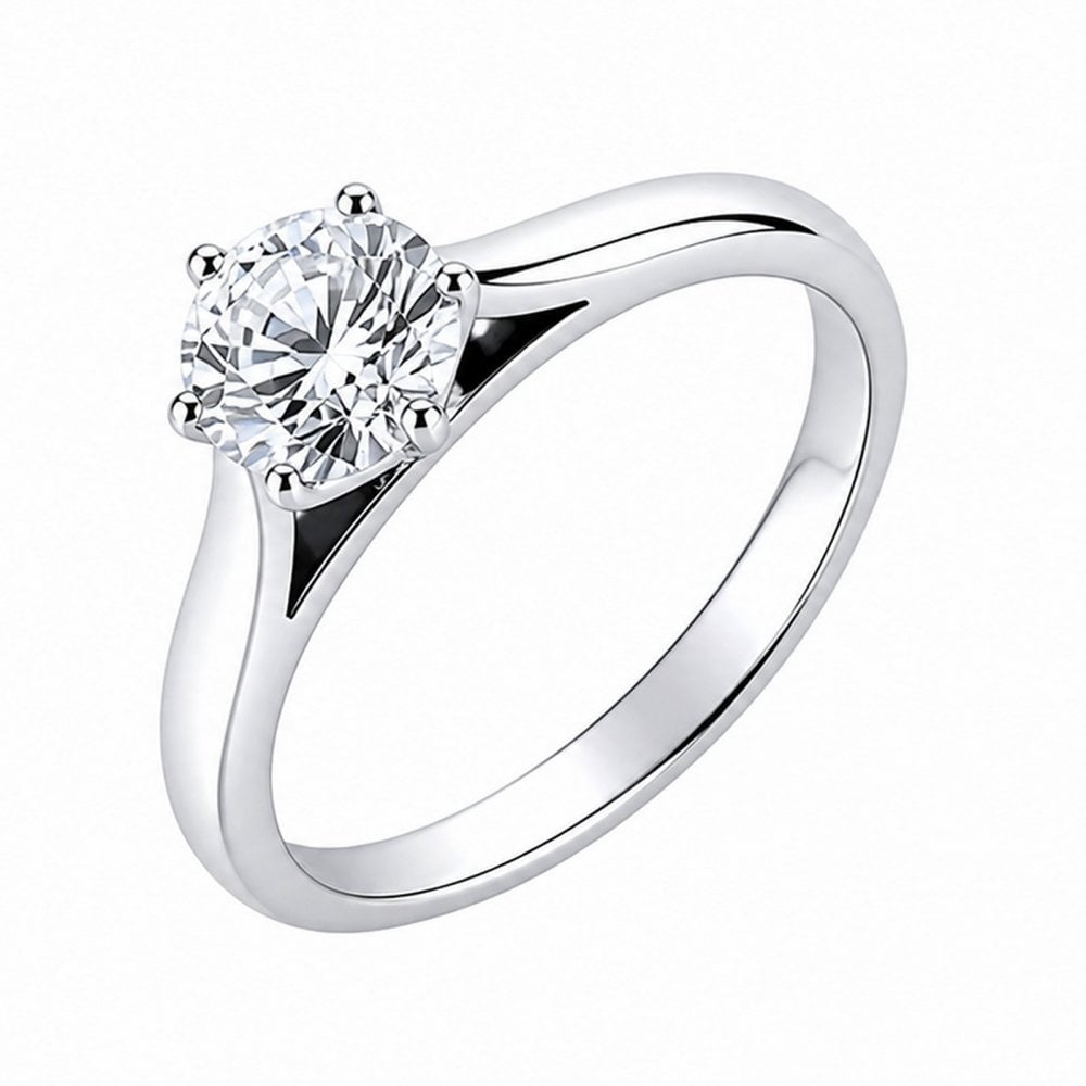 Platinum 1.01ct E SI1 GIA round brilliant cut diamond ring