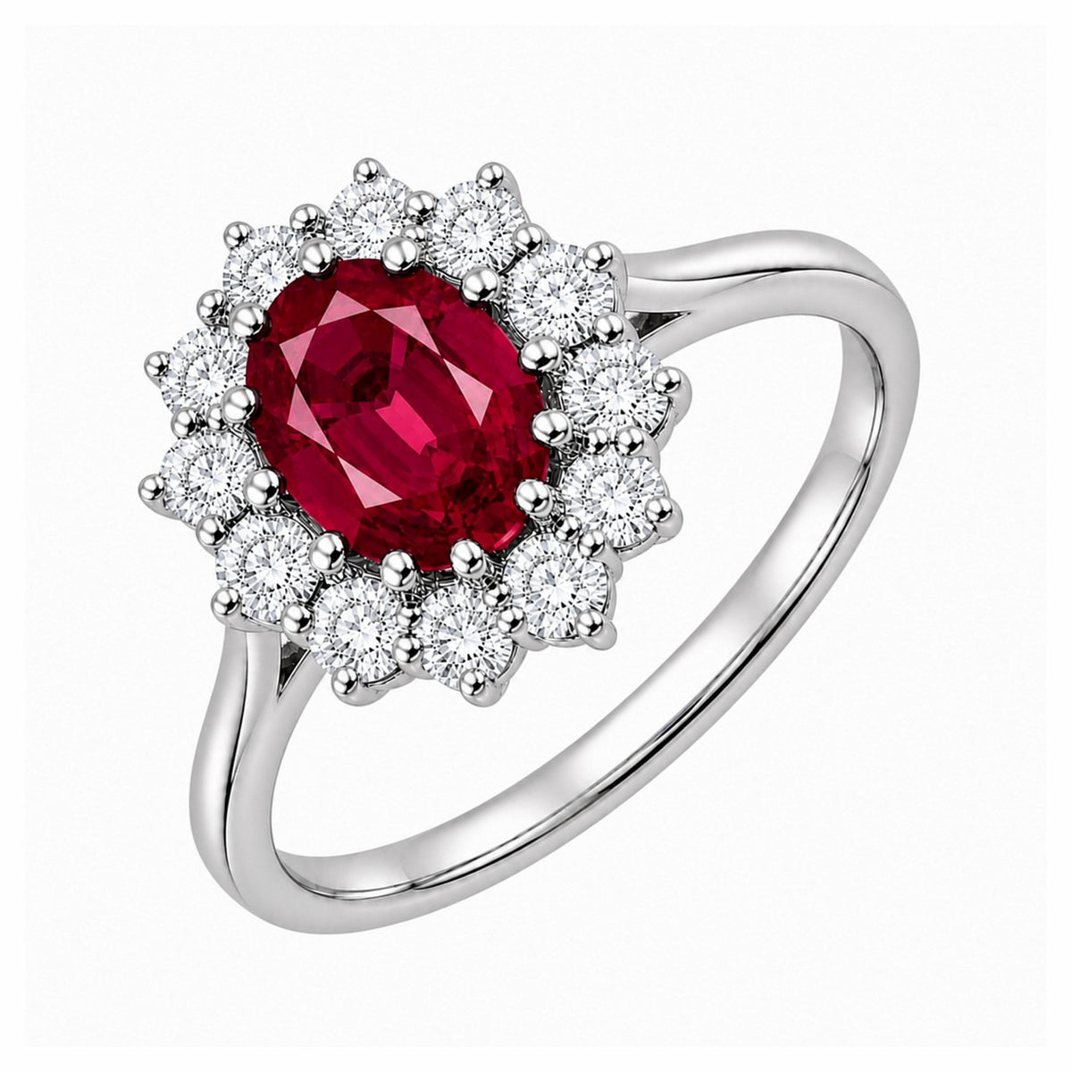 Platinum 1.01ct ruby & 0.60ct diamond cluster ring