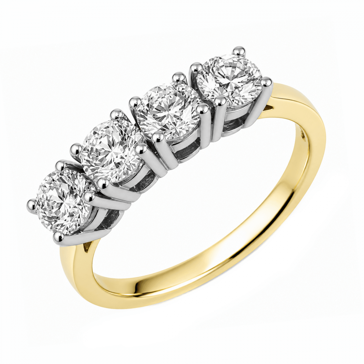 18ct yellow gold 1.20ct GIA round brilliant diamond 4 stone ring