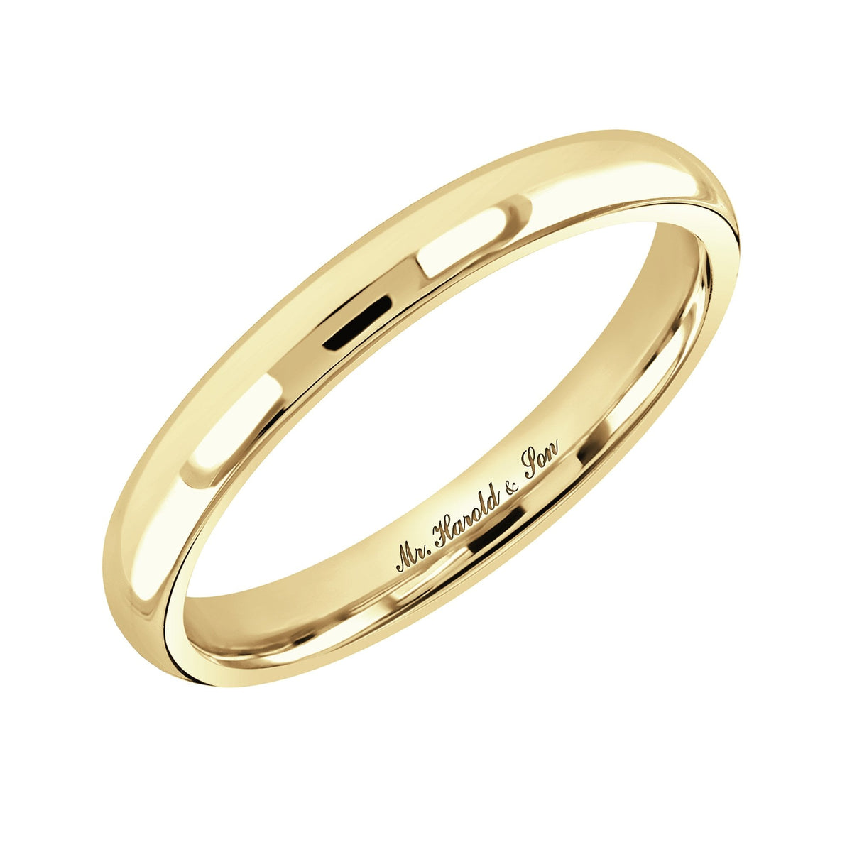 18ct yellow gold 2.5mm light weight court wedding ring