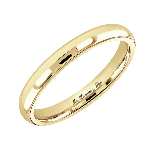 18ct yellow gold 2.5mm light weight court wedding ring