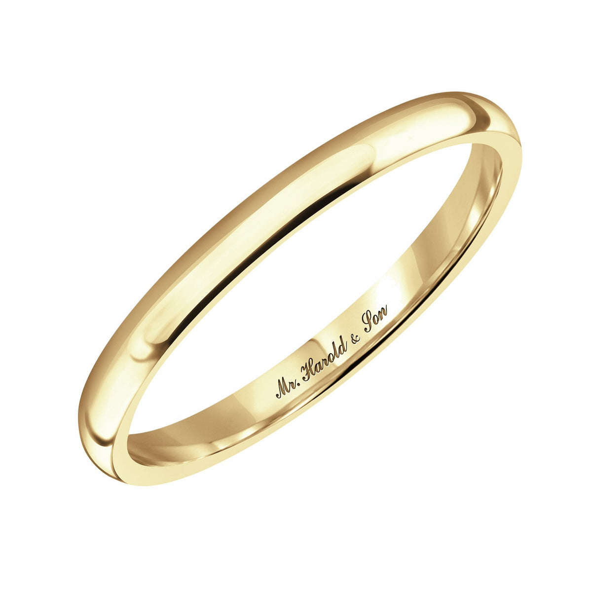 18ct yellow gold 2.0mm light weight court wedding ring