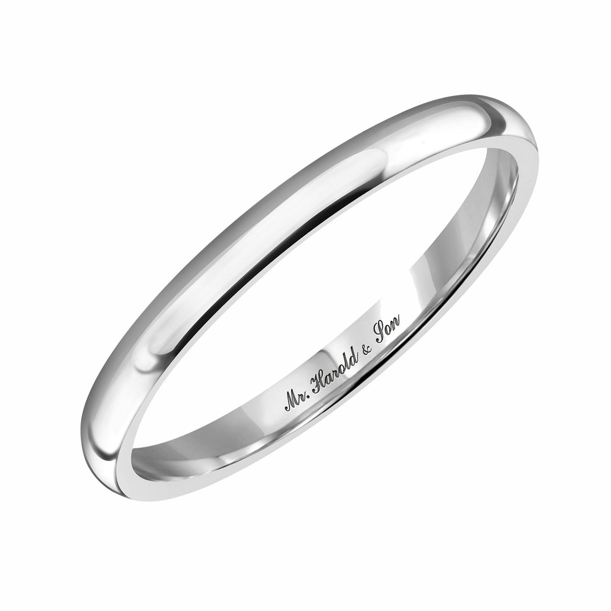 Platinum 2.0mm light weight court wedding ring