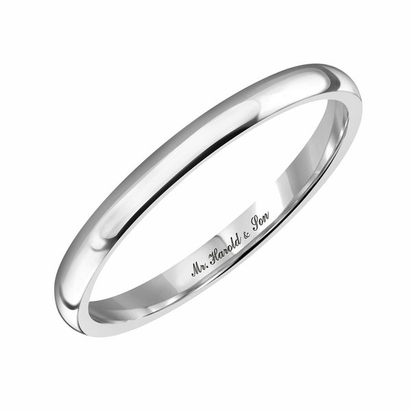 Platinum 2.0mm light weight court wedding ring