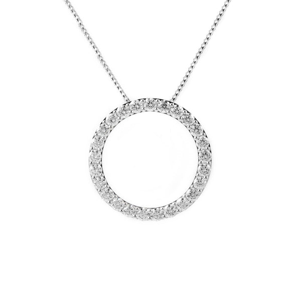 Preowned 18ct white gold 1.98ct open circular diamond pendant