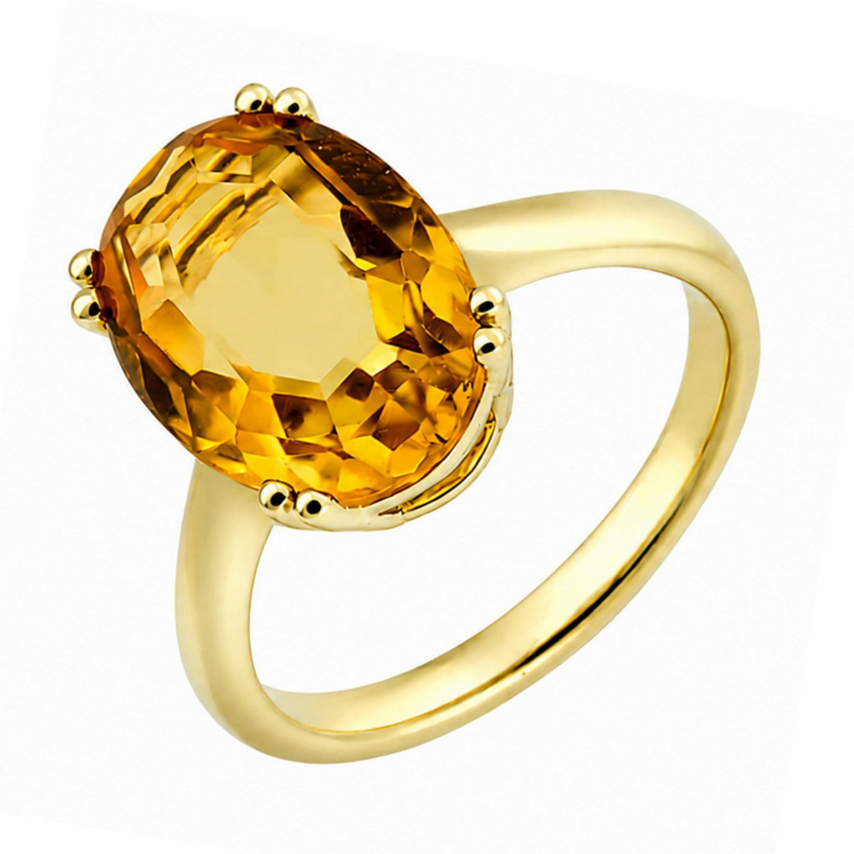 9ct yellow gold 14mm x 10mm oval citrine ring