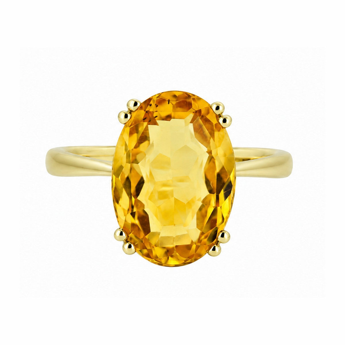 9ct yellow gold 14mm x 10mm oval citrine ring