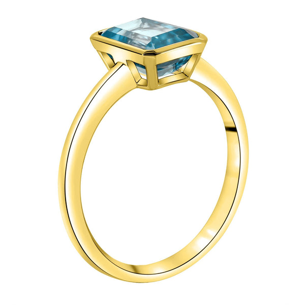 9ct yellow gold 8mm x 6mm aquamarine ring