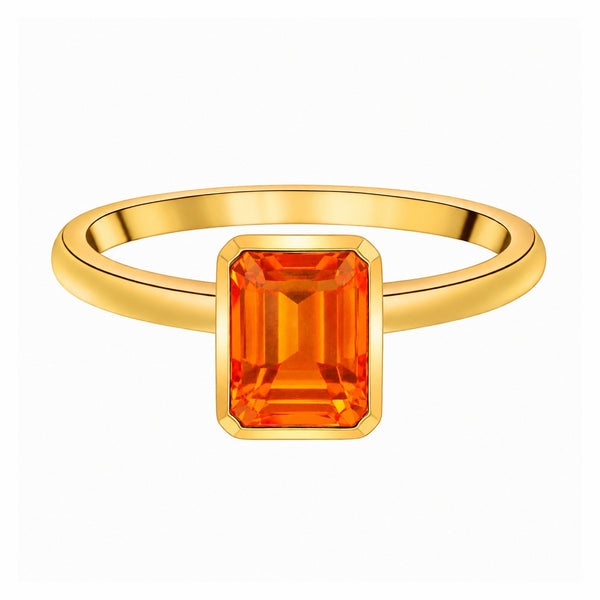 9ct yellow gold 8mm x 6mm fire opal ring