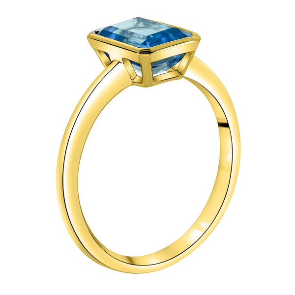 9ct yellow gold 9mm x 7mm Swiss blue topaz ring