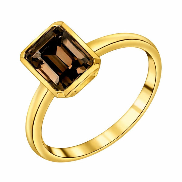 9ct yellow gold 9mm x 7mm smoky quartz ring