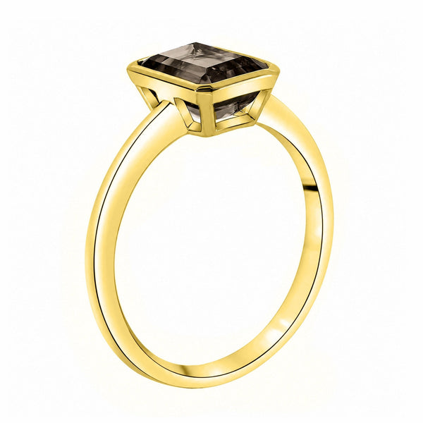 9ct yellow gold 9mm x 7mm smoky quartz ring