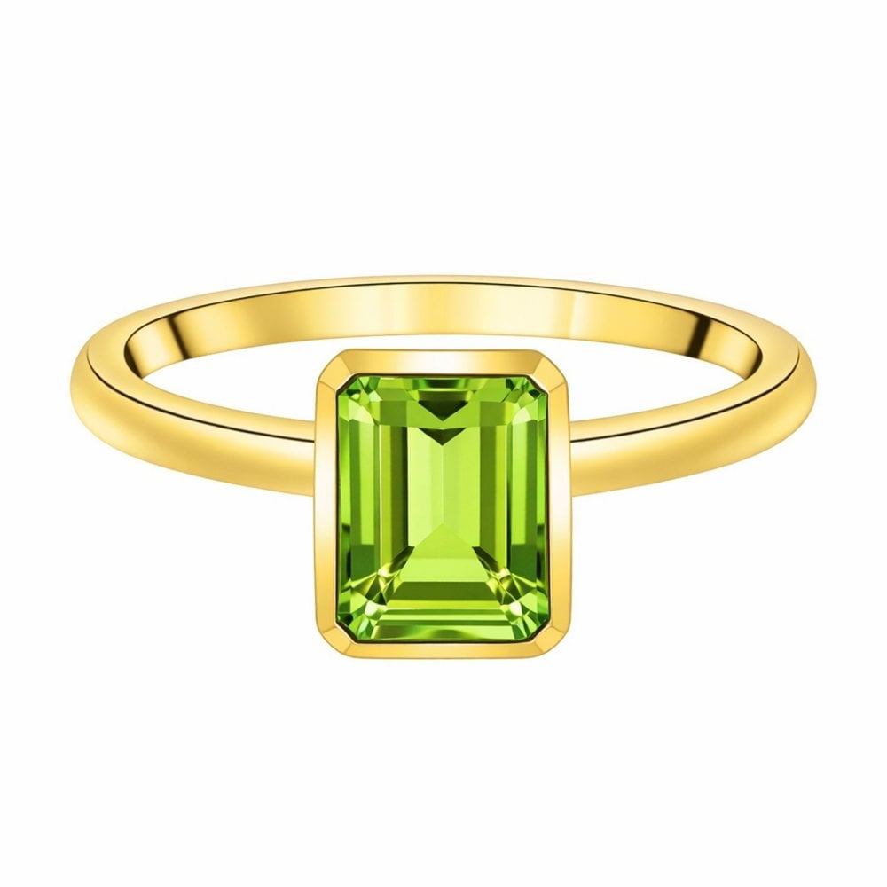 9ct yellow gold 9mm x 7mm peridot ring