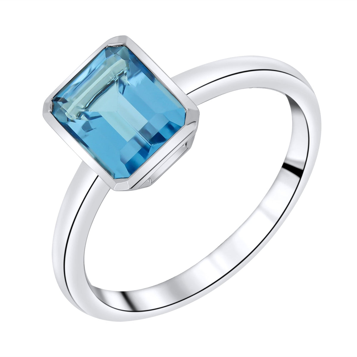 9ct white gold 9mm x 7mm Swiss blue topaz ring