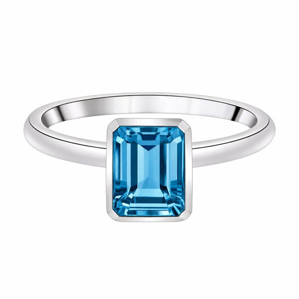 9ct white gold 9mm x 7mm Swiss blue topaz ring
