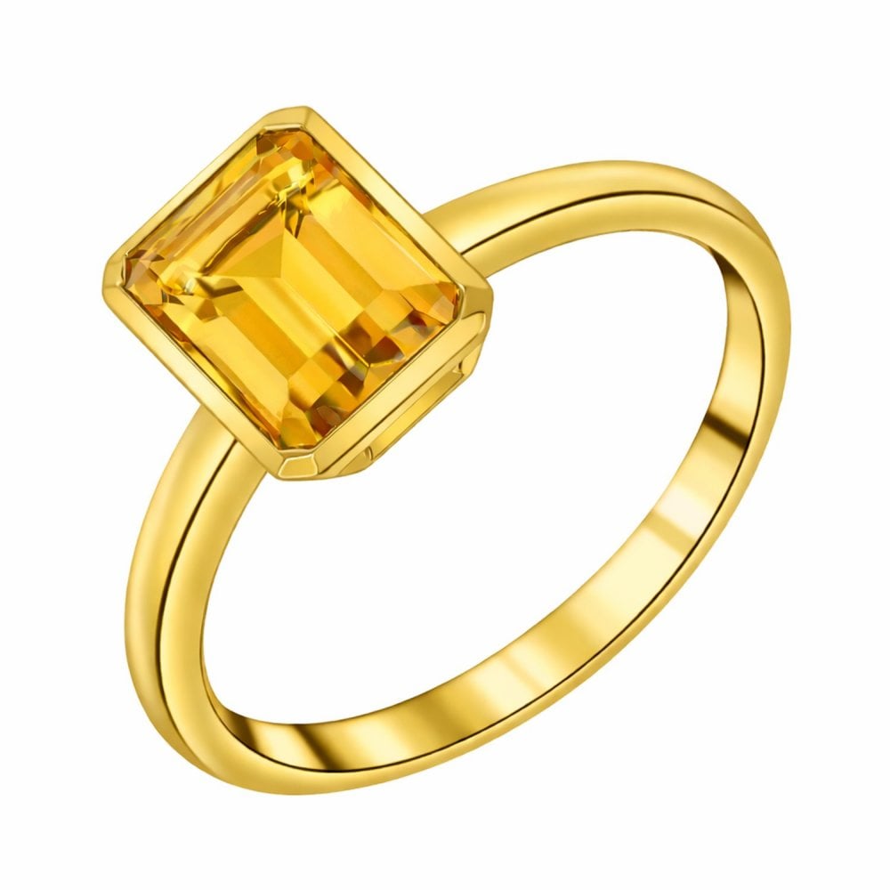 9ct yellow gold 9mm x 7mm citrine ring