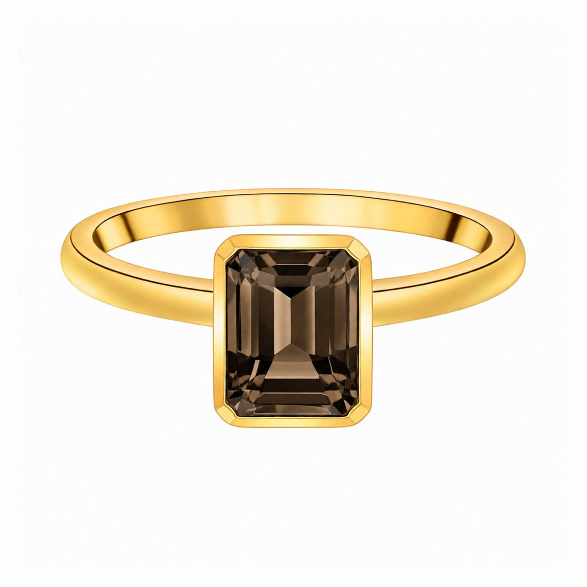 9ct yellow gold 9mm x 7mm smoky quartz ring
